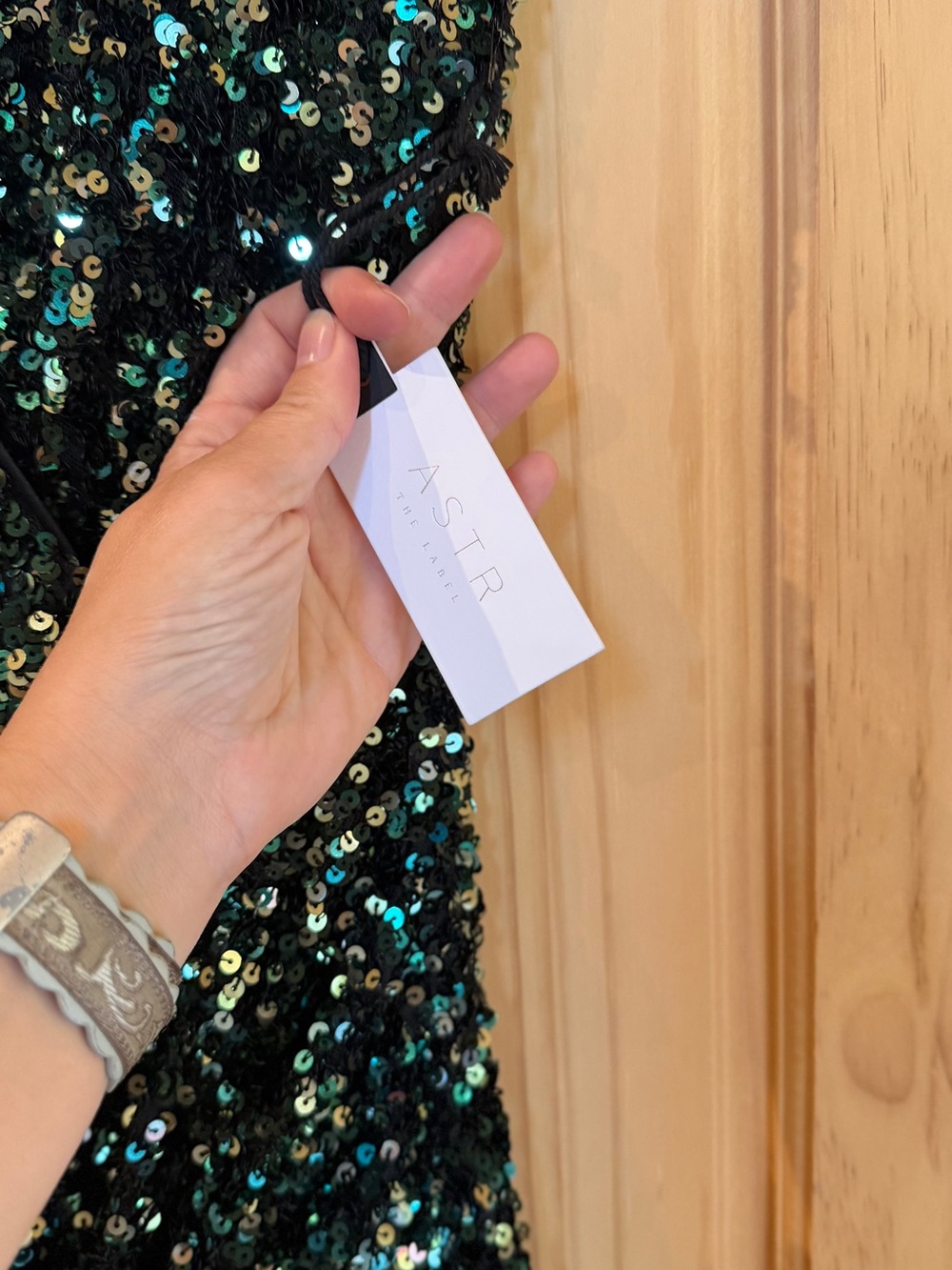 ASTR The Label Melinda Green Sequin V-Neck Mini Dress XS - Picture 8 of 11